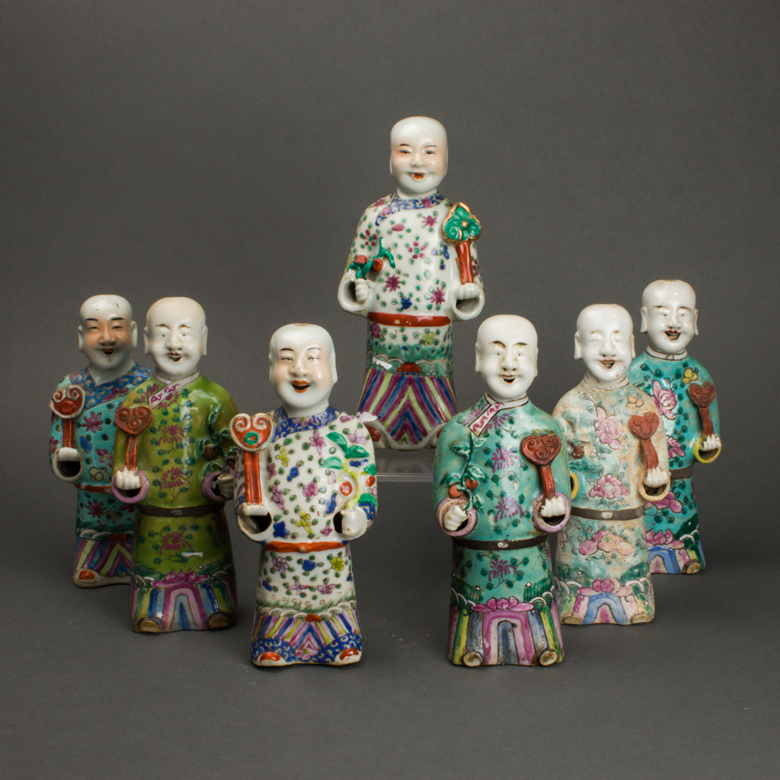 Appraisal: LOT CHINESE FAMILLE ROSE FIGURES TALLEST lot Chinese famille rose