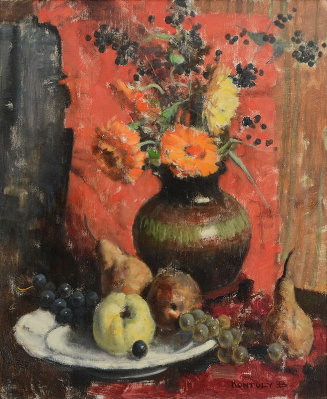 Appraisal: KONTULY Bela Hungarian - Still Life with Flowers in a