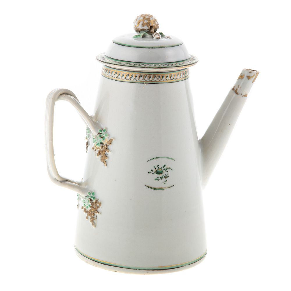 Appraisal: Chinese Export Lighthouse Coffeepot Circa green floral sprays with gilt