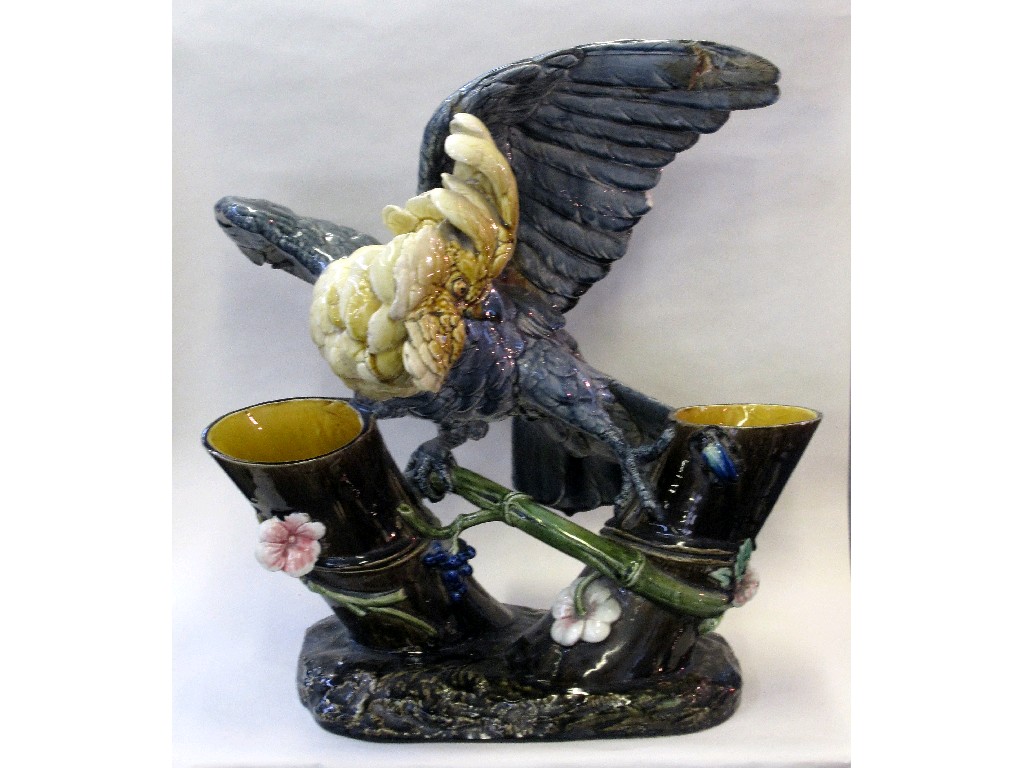 Appraisal: Large Choisy-le-Roi majolica figure of a cockatoo with its wings