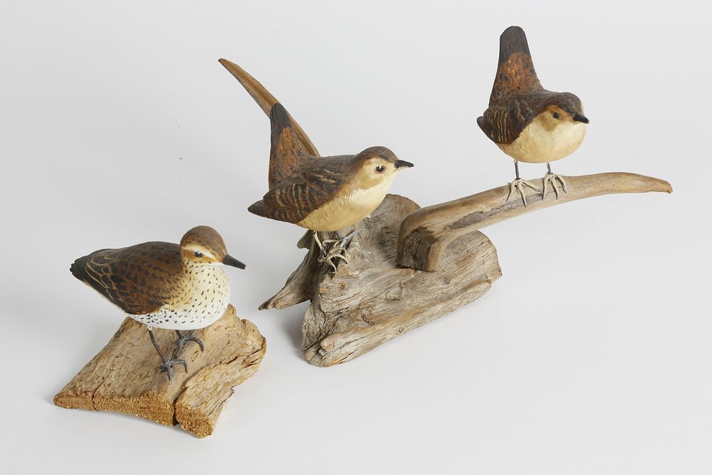 Appraisal: Vintage Miniature Carved and Painted Shorebird Decoys Vintage Miniature Carved