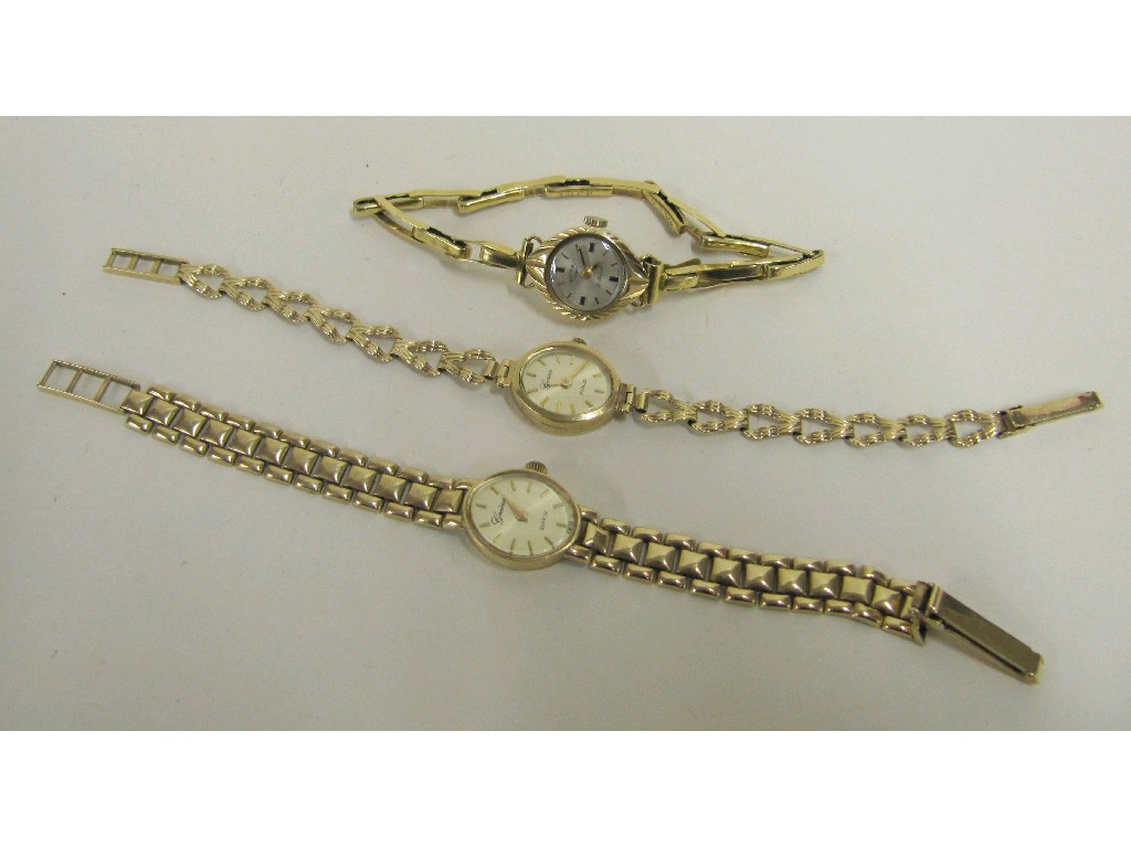 Appraisal: Two ladies ct gold bracelet watches both Geneve and a