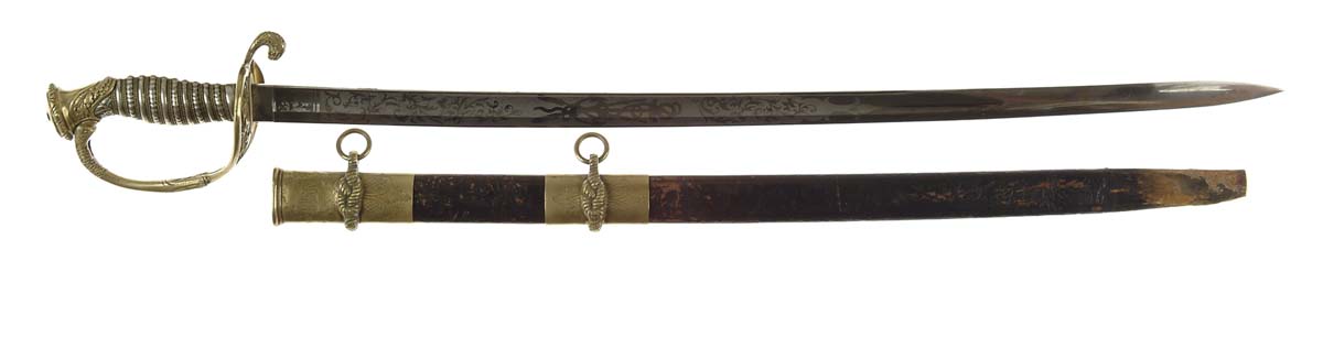 Appraisal: INSCRIBED MODEL SILVER GRIPPED NAVAL OFFICER S SWORD WITH PHOTOGRAPHS