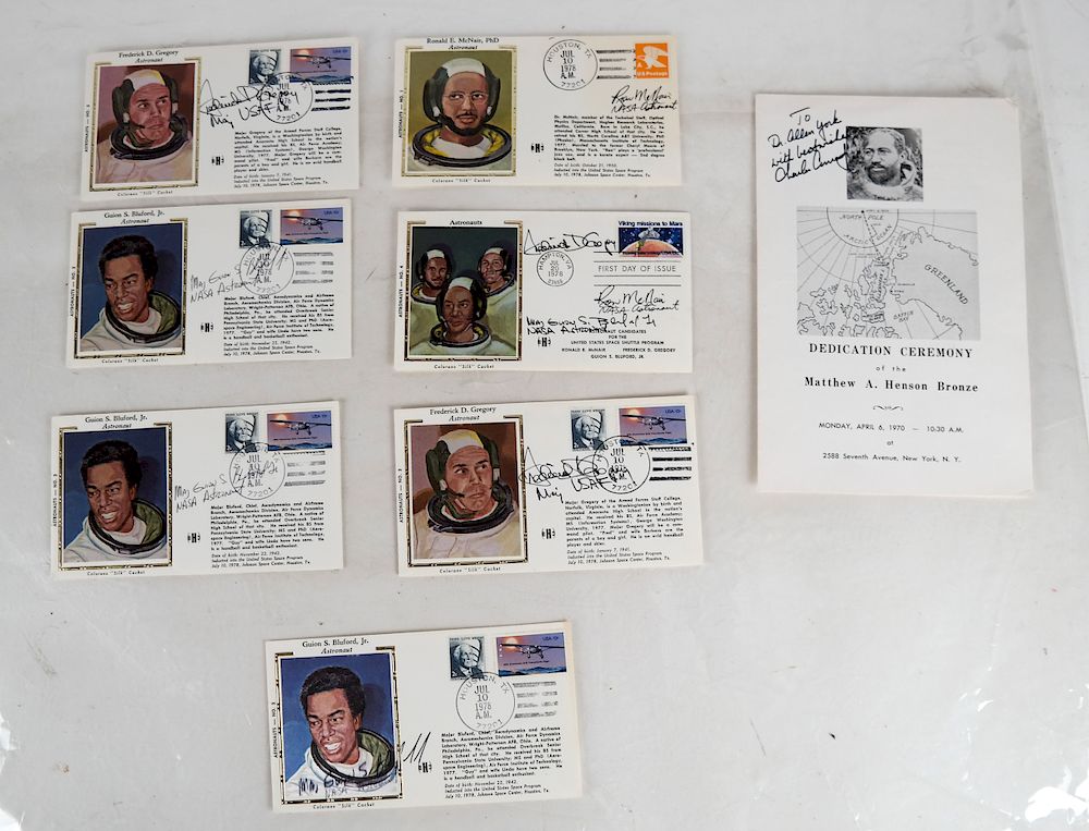 Appraisal: African-American Astronauts Autographs Lot contains a program for the Dedication