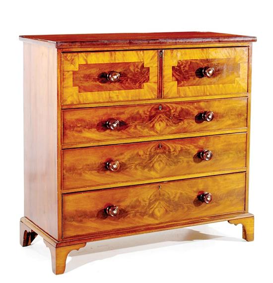 Appraisal: Georgian style mahogany chest of drawers circa rectangular top over