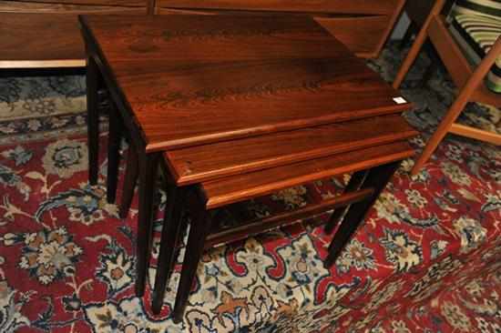 Appraisal: A NEST OF THREE DANISH ROSEWOOD TABLES