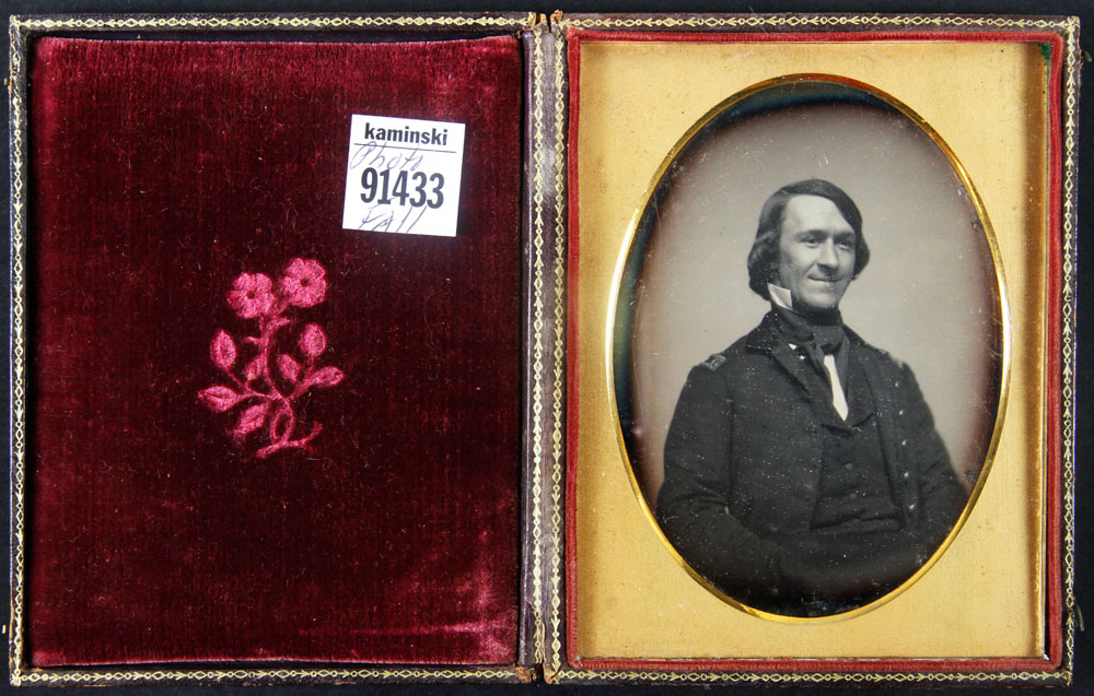 Appraisal: - Daguerreotype of Smiling Officer Daguerreotype plate of smiling officer