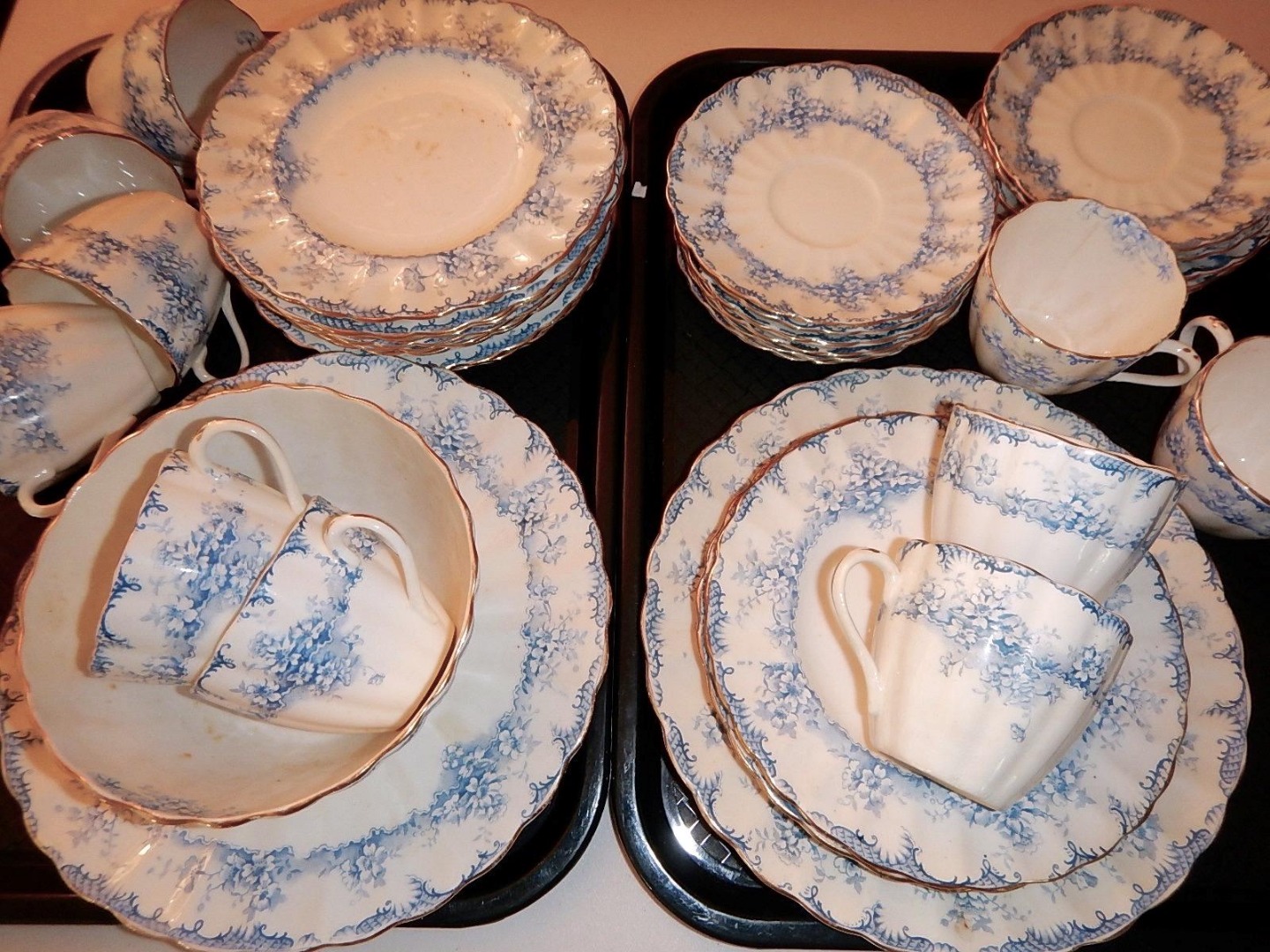 Appraisal: An RH SL Plant tea service with blue transfer floral