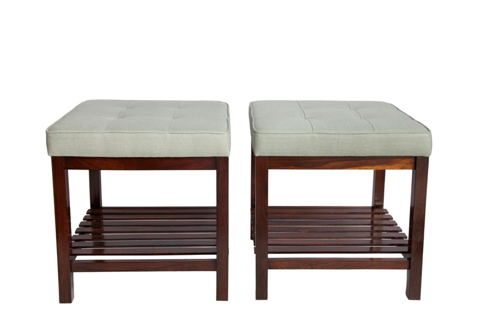 Appraisal: BRAZILIAN MID-CENTURY MODERN JACARANDA STOOLS PR Brazilian mid-century modern pair