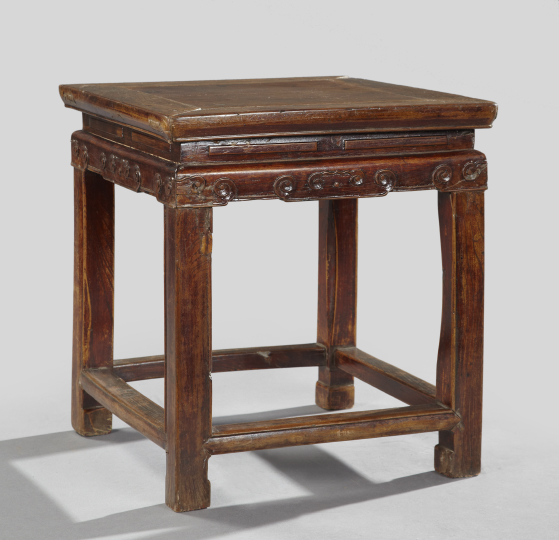 Appraisal: Tao Kuang Carved Mahogany Chairside Table second quarter th century