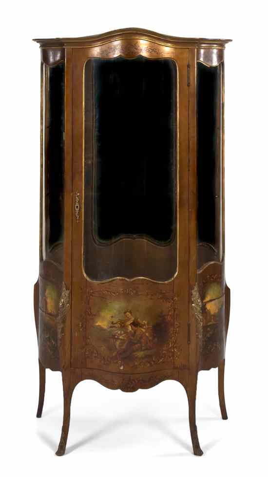 Appraisal: A Continental Gilt Metal Mounted and Vernis Martin Decorated Vitrine