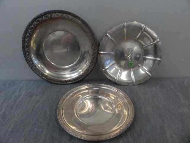 Appraisal: STERLING Chargers With Monograms Includes Wallace - '' one plate