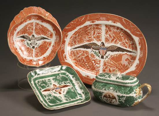 Appraisal: Group of Four Chinese Export 'Fitzhugh' 'American Eagle' Decorated Articles