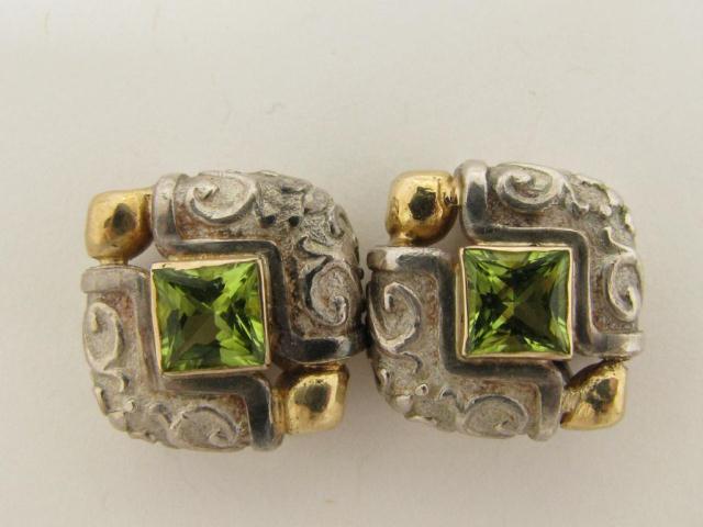 Appraisal: Pair of Sterling K Yellow Gold Peridot Earrings