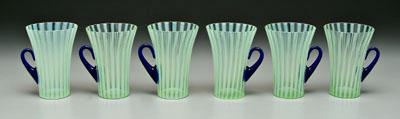 Appraisal: Six Fry art glass cups opalescent with flared and ribbed