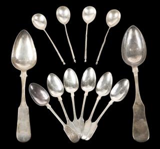 Appraisal: RUSSIAN ENGLISH SPOONS Collection of Early Russian and English Silver