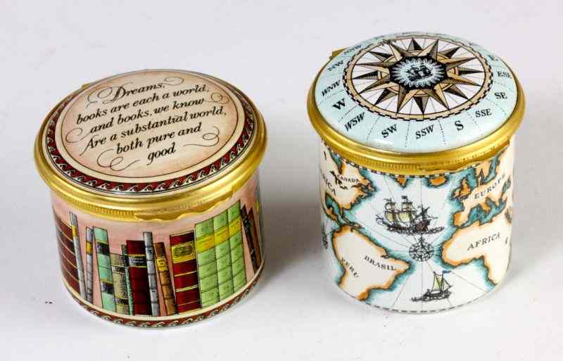 Appraisal: Two Halcyon Days Enamels Traveling Boxesthe first of nautilus and