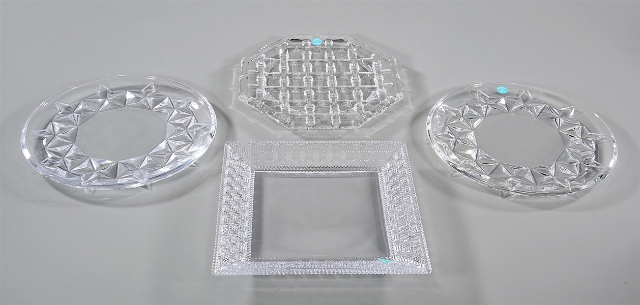 Appraisal: Four Tiffany Co crystal dishes including a square platter an