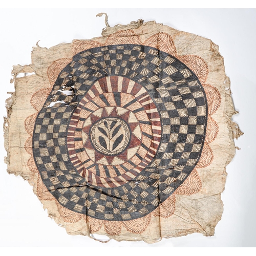 Appraisal: A Maori papyrus blanket decorated with a circular motif in