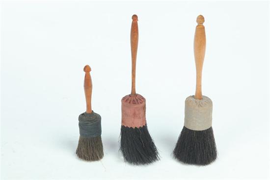 Appraisal: THREE SMALL SHAKER BRUSHES Probably Sabbathday Lake Maine th century