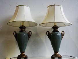 Appraisal: A pair of gilt metal and crackel glazed lamps in