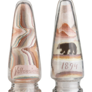 Appraisal: Two Yellowstone Sand Art Bottles Late th Early th Century