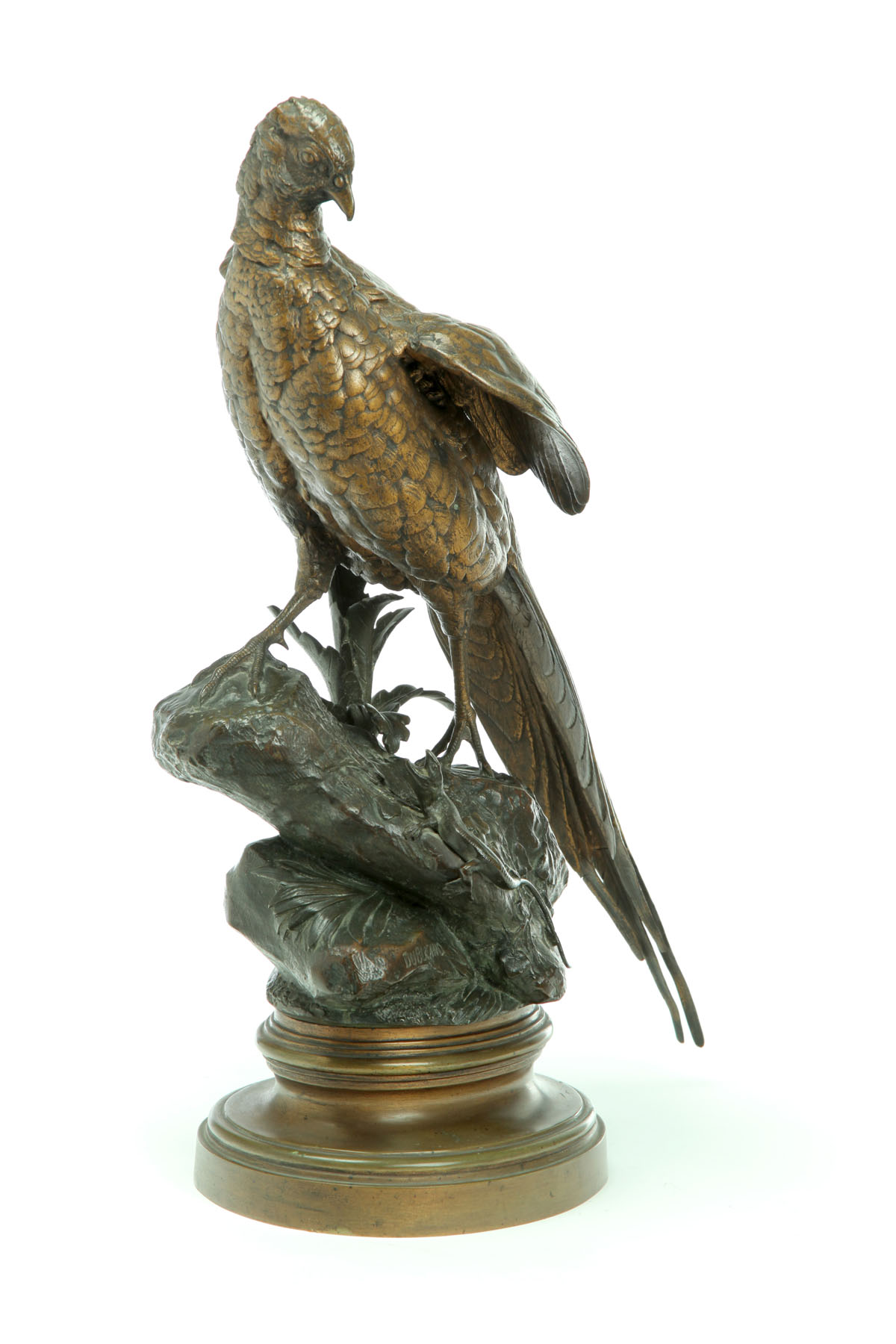 Appraisal: BRONZE PHEASANT AFTER ALFRED DUBUCAND FRANCE - Signed on the