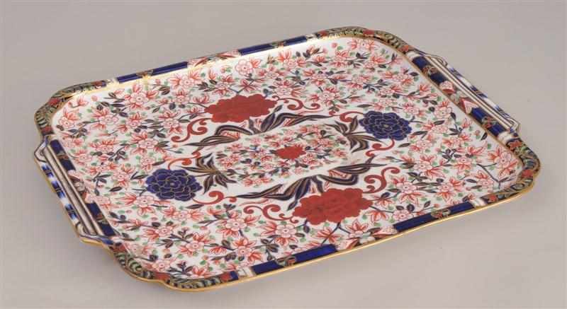 Appraisal: DERBY ' ' PATTERN PORCELAIN RECTANGULAR TRAY With underglaze iron