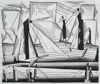 Appraisal: Lyonel Feininger woodcut Lyonel Feininger American - - ''Fishing Boats''