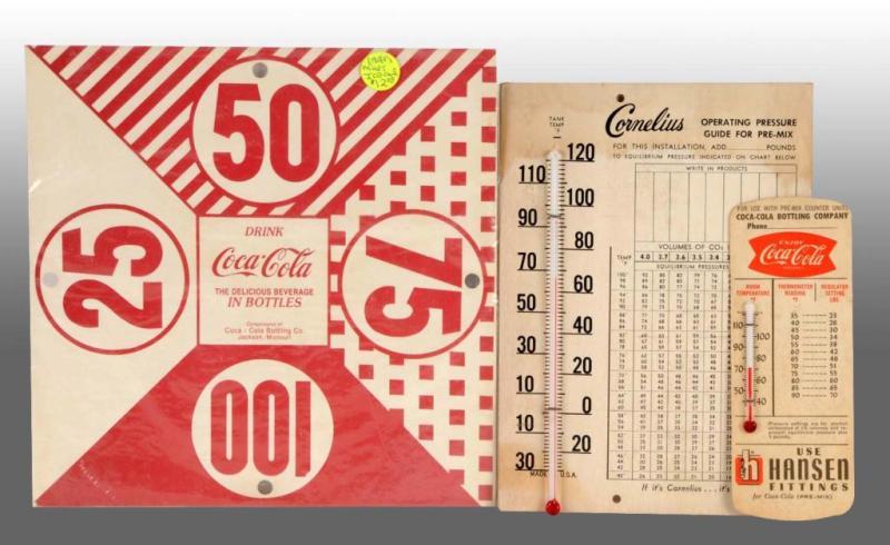 Appraisal: Lot of Cardboard Coca-Cola Items Description Includes two cardboard thermometers