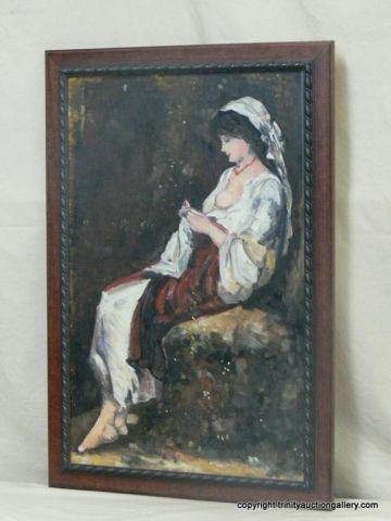 Appraisal: Oil on Canvas Board Young German Peasant Girl - Art