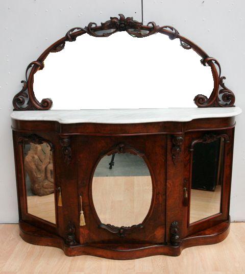 Appraisal: A Victorian walnut mirror-backed credenza with marble top x x