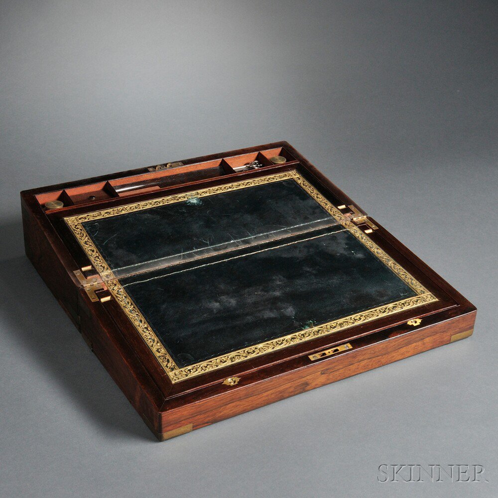 Appraisal: Brass-mounted Rosewood Lap Desk England th century rectangular with a