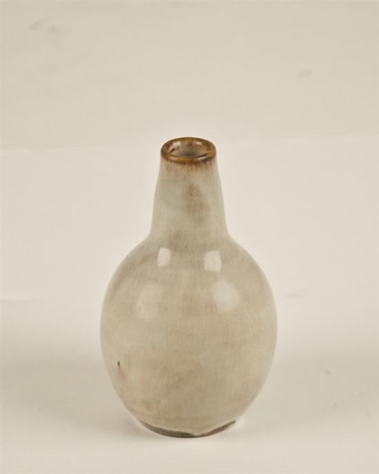 Appraisal: Mobach Pottery Vase with Grey Glaze and Iron Oxide Rim