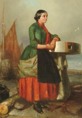 Appraisal: THOMAS G CHAMBERS fl - Scarborough Fisherwoman Standing on a