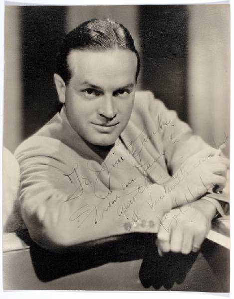 Appraisal: A Bob Hope signed black and white photograph s A