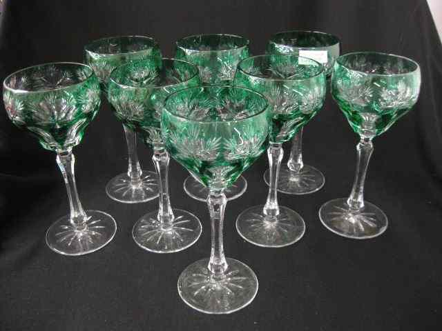 Appraisal: Emerald Cut-to-Clear Crystal Wines gorgeous bowls on clear stems ''