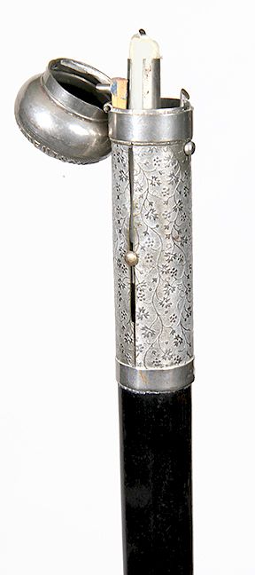 Appraisal: Push-up Candle Cane- Late th Century- A German nickel plated