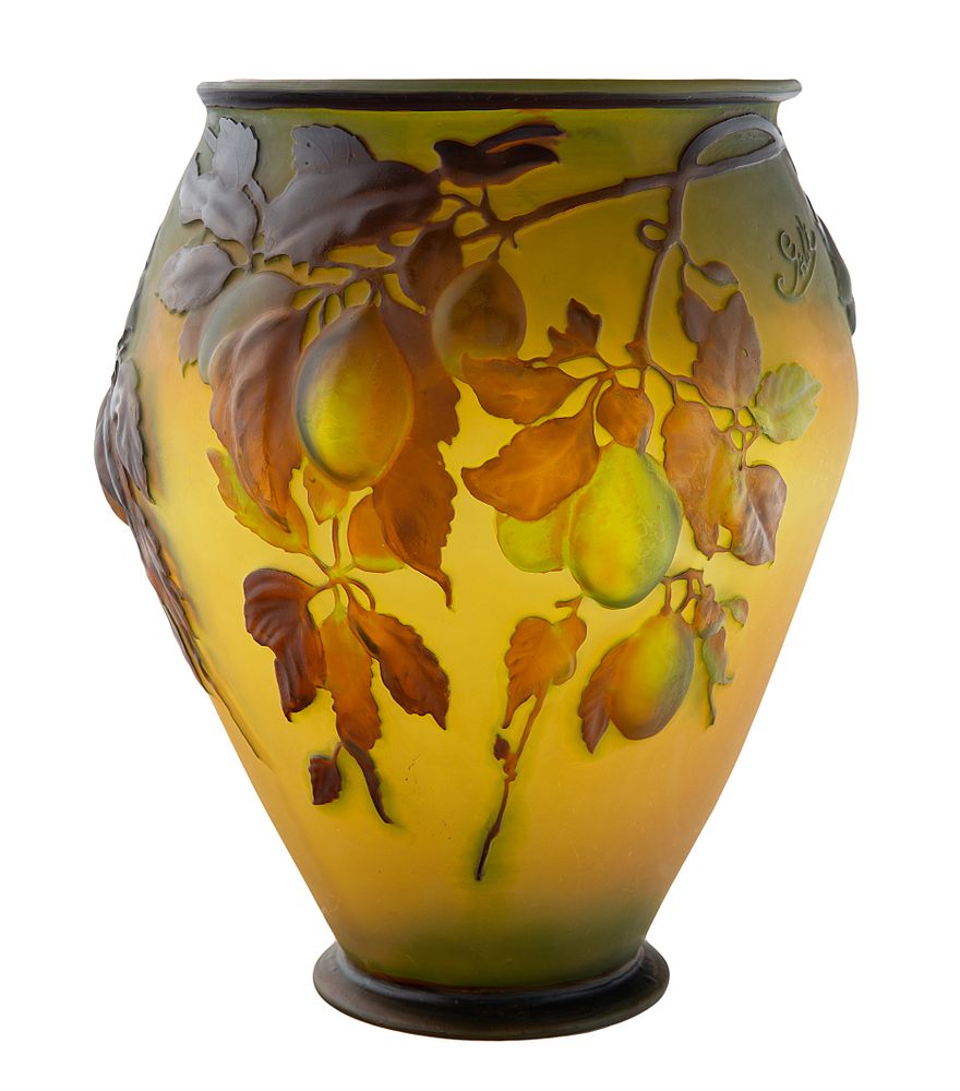 Appraisal: A LARGE GALLE MOLD-BLOWN CAMEO GLASS 'PLUM' VASE CIRCA A