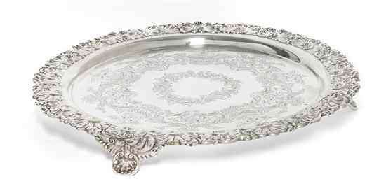 Appraisal: An English Silver Tray Marples and Company Sheffield of circular