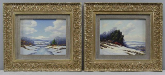 Appraisal: DIXON Francis Pair of Oil on Board WinterLandscapes Both signed