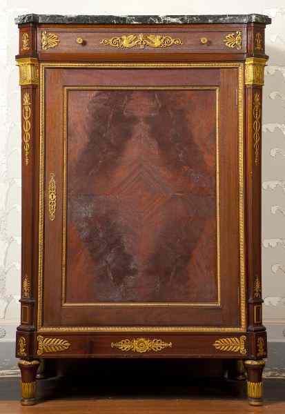 Appraisal: French Empire Style Marble Top Dressing Cabinetearly th century mahogany