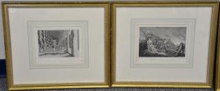 Appraisal: Set of ten framed black and white engravings including Saratoga