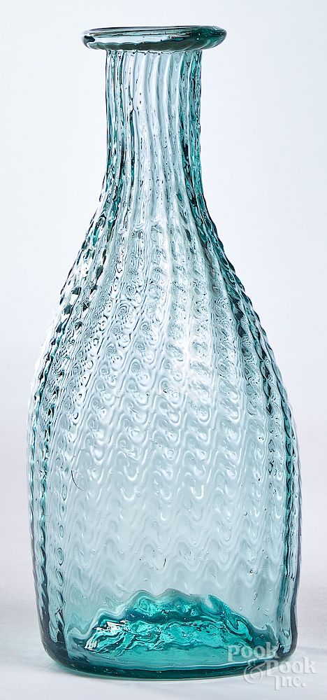 Appraisal: Aquamarine pattern molded vinegar bottle Aquamarine pattern molded vinegar bottle