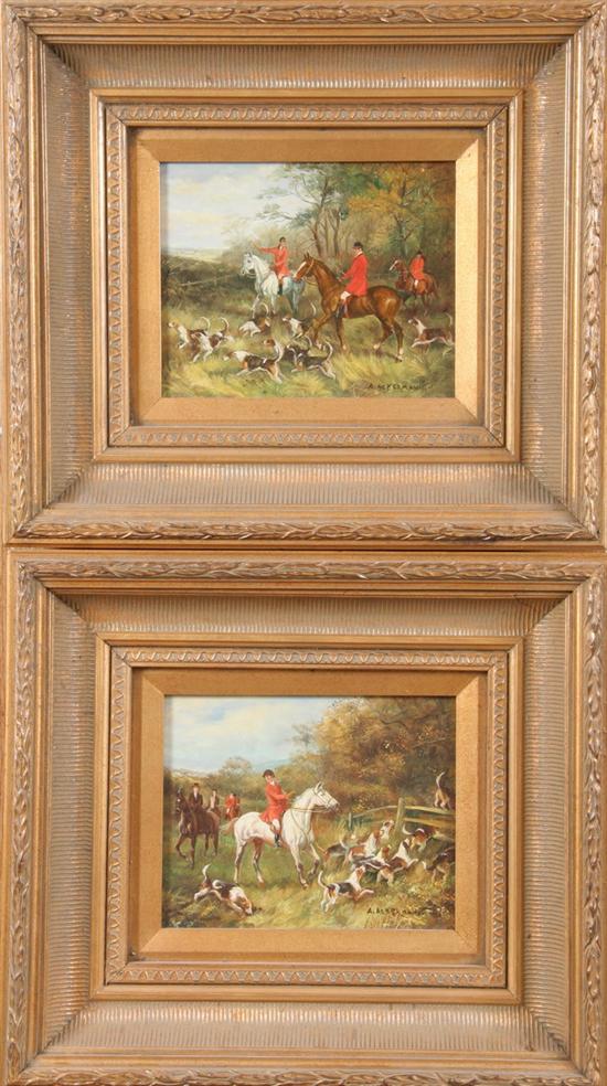 Appraisal: AFTER A ACKERMANN American th century OUT HUNTING TWO WORKS