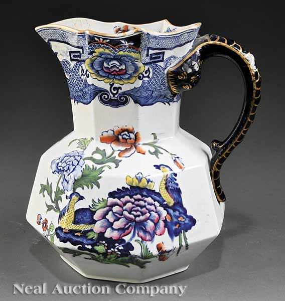 Appraisal: A Large Ashworth Mason's Oriental Pheasant Pattern Washstand Pitcher c