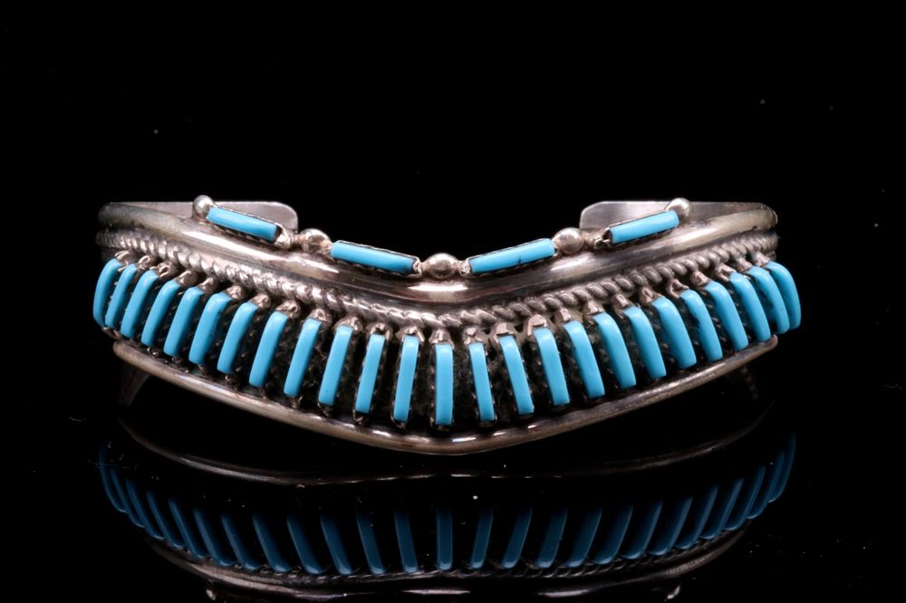 Appraisal: Navajo Sterling Silver Petite Turquoise Bracelet Featured in this lot