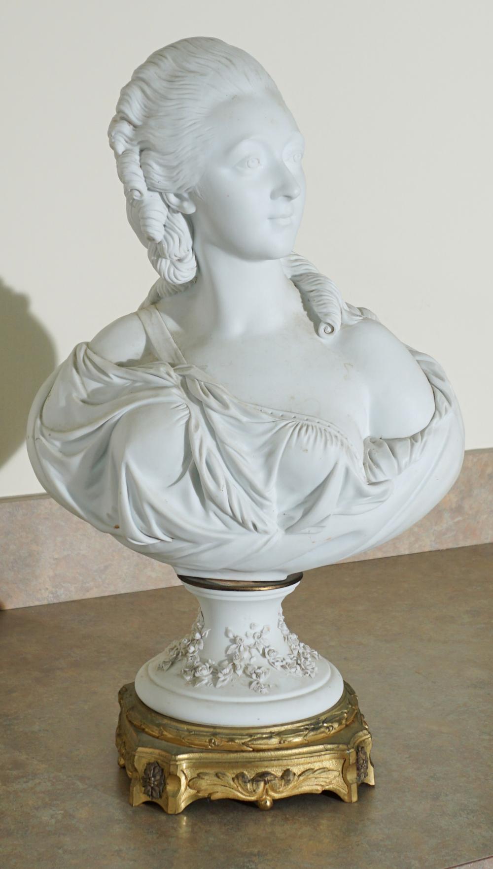 Appraisal: SEVRES-TYPE BISQUE BUST OF A COURT LADY ON AN ORMOLU