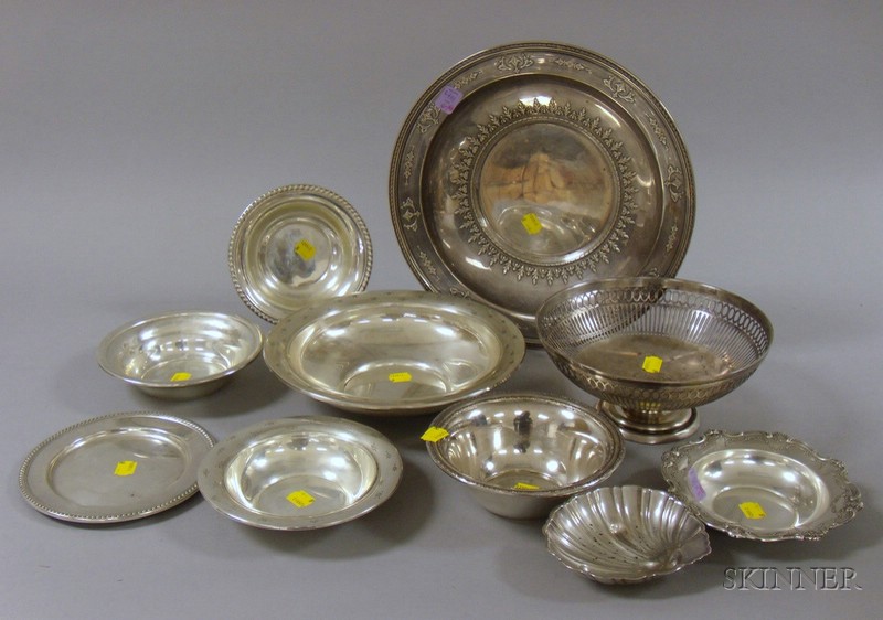 Appraisal: Ten Sterling Silver Dishes and Bowls a Gorham sterling silver