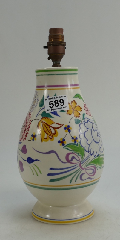 Appraisal: Poole pottery lamp base decorated with multicoloured flowers height of